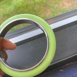 Lime Green and Silver Bangle Bracelet